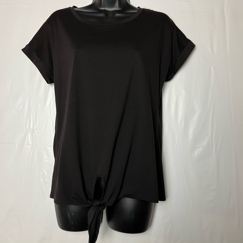 5/$25 New direction women short sleeve comfort classic black top size‎ small